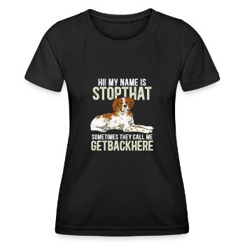 Épagneul Breton Épagneul Cadeau - T-shirt sport Femme - noir - Devant - AI Model Female 172 light (172cm)