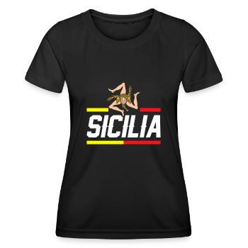 Sizilien flagge Sizilien Palermo Italien - Frauen Funktions-T-Shirt - Schwarz - Vorne - AI Model Female 172 light (172cm)