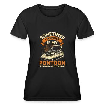 Pontonboot Kapitän Bootfahren See Pontoon - Frauen Funktions-T-Shirt - Schwarz - Vorne - AI Model Female 172 light (172cm)