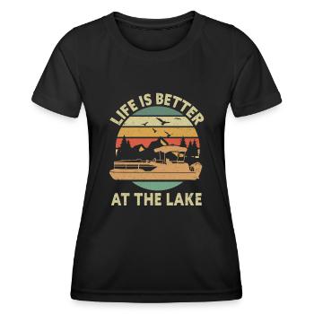 Pontonboot Kapitän Bootfahren See Pontoon - Frauen Funktions-T-Shirt - Schwarz - Vorne - AI Model Female 172 light (172cm)