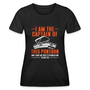 Pontonboot Kapitän Bootfahren See Pontoon - Frauen Funktions-T-Shirt - Schwarz - Vorne - AI Model Female 172 light (172cm)