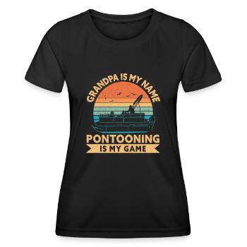 Pontonboot Kapitän Bootfahren See Pontoon - Frauen Funktions-T-Shirt - Schwarz - Vorne - AI Model Female 172 light (172cm)