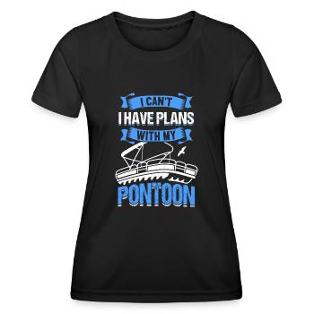 Pontonboot Kapitän Bootfahren See Pontoon - Frauen Funktions-T-Shirt - Schwarz - Vorne - AI Model Female 172 light (172cm)