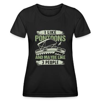 Pontonboot Kapitän Bootfahren See Pontoon - Frauen Funktions-T-Shirt - Schwarz - Vorne - AI Model Female 172 light (172cm)