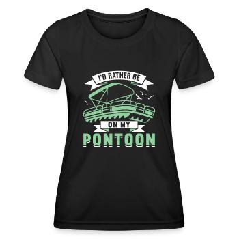 Pontonboot Kapitän Bootfahren See Pontoon - Frauen Funktions-T-Shirt - Schwarz - Vorne - AI Model Female 172 light (172cm)