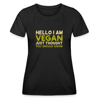 Lustig Ich bin Veganer Sprichwort - Frauen Funktions-T-Shirt - Schwarz - Vorne - AI Model Female 172 light (172cm)