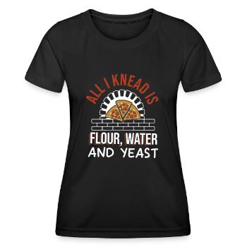 Tout ce dont j'ai besoin, c'est de l'eau de farine et de la levure pour faire de la pizza - T-shirt sport Femme - noir - Devant - AI Model Female 172 light (172cm)