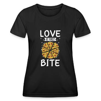 L'amour à la première bouchée Fabrication de pizza drôle - T-shirt sport Femme - noir - Devant - AI Model Female 172 light (172cm)
