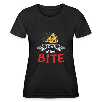 L'amour à la première bouchée Fabrication de pizza drôle - T-shirt sport Femme - noir - Devant - AI Model Female 172 light (172cm)