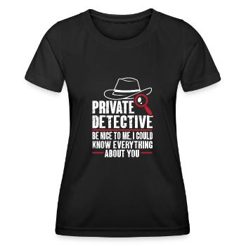 Spion Privatdetektiv Ermittler Detektiv Geschenk - Frauen Funktions-T-Shirt - Schwarz - Vorne - AI Model Female 172 light (172cm)