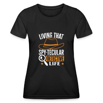 Spion Privatdetektiv Ermittler Detektiv Geschenk - Frauen Funktions-T-Shirt - Schwarz - Vorne - AI Model Female 172 light (172cm)