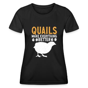Wachtel Vogel Liebhaber Geschenk - Frauen Funktions-T-Shirt - Schwarz - Vorne - AI Model Female 172 light (172cm)