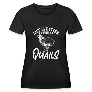 Wachtel Vogel Liebhaber Geschenk - Frauen Funktions-T-Shirt - Schwarz - Vorne - AI Model Female 172 light (172cm)