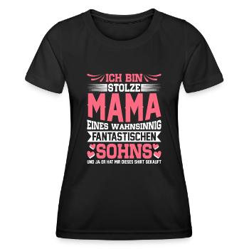 Ich Bin Stolze Mama eines Sohnes - Frauen Funktions-T-Shirt - Schwarz - Vorne - AI Model Female 172 light (172cm)