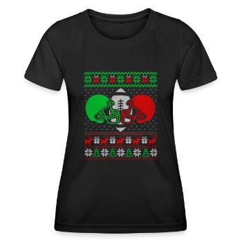 Love Football Christmas Sweater Happy Holidays - Frauen Funktions-T-Shirt - Schwarz - Vorne - AI Model Female 172 light (172cm)