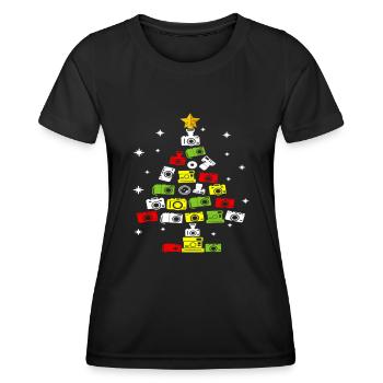 Photographer Job Christmas Tree Happy Holidays - Frauen Funktions-T-Shirt - Schwarz - Vorne - AI Model Female 172 light (172cm)