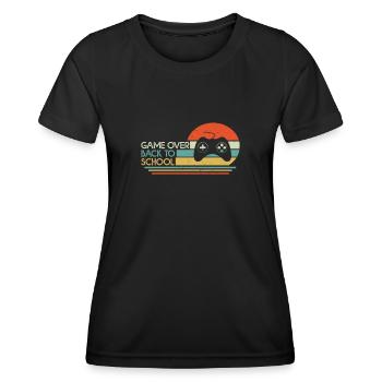 L’écolier commence le jeu du premier jour d’école - T-shirt sport Femme - noir - Devant - AI Model Female 172 light (172cm)