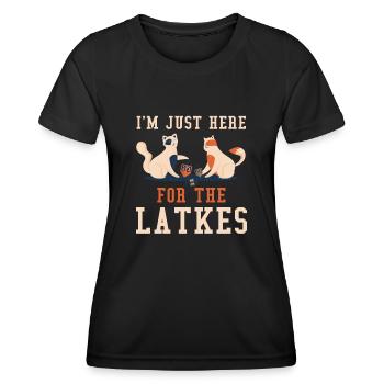 Pour Latkes Cats Juifs de Noël Juifs Hanoukka - T-shirt sport Femme - noir - Devant - AI Model Female 172 light (172cm)
