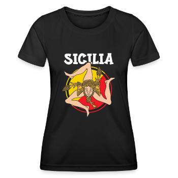 Sizilien flagge Sizilien Palermo Italien - Frauen Funktions-T-Shirt - Schwarz - Vorne - AI Model Female 172 light (172cm)