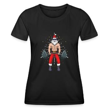 Body Build Santa Muscle Haltérophilie Noël - T-shirt sport Femme - noir - Devant - AI Model Female 172 light (172cm)