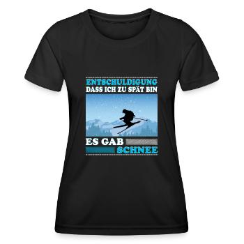 Ski Skifahrer Es gab Schnee Skipiste - Frauen Funktions-T-Shirt - Schwarz - Vorne - AI Model Female 172 light (172cm)