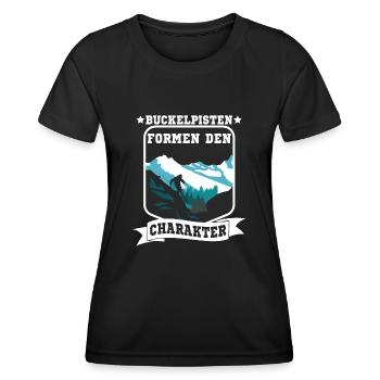 Skifahrer Skipiste Buckelpisten - Frauen Funktions-T-Shirt - Schwarz - Vorne - AI Model Female 172 light (172cm)