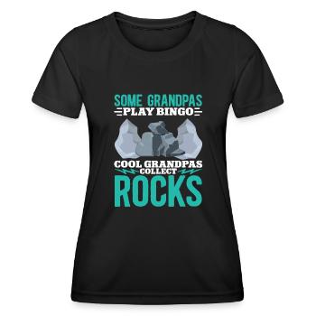 Rockhound Geology Collectionneur de pierres de collecte de roches - T-shirt sport Femme - noir - Devant - AI Model Female 172 light (172cm)