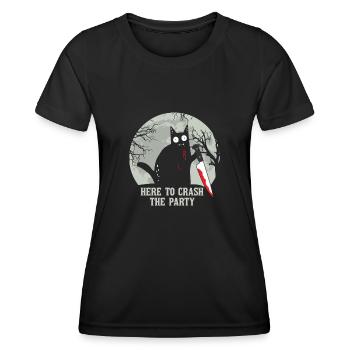 Ici pour écraser le chat d’Halloween - T-shirt sport Femme - noir - Devant - AI Model Female 172 light (172cm)