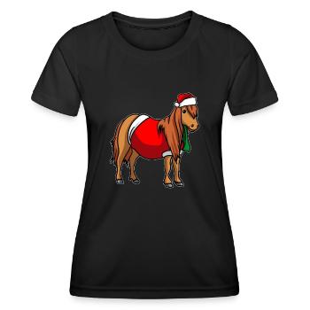 Poney chapeau de Noël - T-shirt sport Femme - noir - Devant - AI Model Female 172 light (172cm)