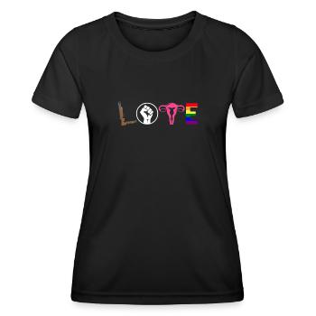AMOUR LGBT Pride Droits de l’homme Utérus - T-shirt sport Femme - noir - Devant - AI Model Female 172 light (172cm)