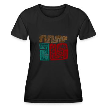 Calendario Azteca Mexican Heritage Maya Aztec - T-shirt sport Femme - noir - Devant - AI Model Female 172 light (172cm)
