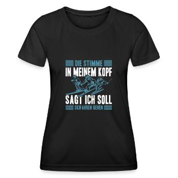 Skifahrer Skiurlaub Die Stimme in meinem Kopf - Frauen Funktions-T-Shirt - Schwarz - Vorne - AI Model Female 172 light (172cm)