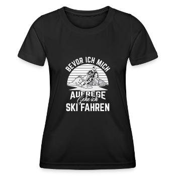 Ski Skifahrer Gehe Skifahren - Frauen Funktions-T-Shirt - Schwarz - Vorne - AI Model Female 172 light (172cm)