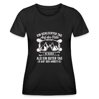 Skifahren Skiurlaub Ein schlechter Tag - Frauen Funktions-T-Shirt - Schwarz - Vorne - AI Model Female 172 light (172cm)