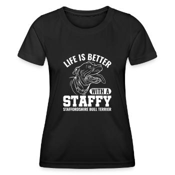 American Staffordshire Bull Terrier Staffy Dog - Women's Functional T-Shirt - black - Front - AI Model Female 172 light (172cm)