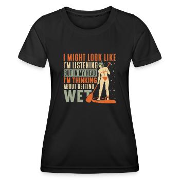 SUP Paddle Board Paddleboarding - Frauen Funktions-T-Shirt - Schwarz - Vorne - AI Model Female 172 light (172cm)