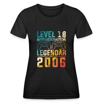 Level 18 Jahre Geburtstag 2006 LAN-Party Motiv Gam - Frauen Funktions-T-Shirt - Schwarz - Vorne - AI Model Female 172 light (172cm)