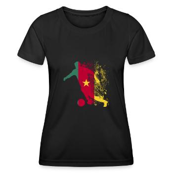 Coupe du monde de l’équipe nationale du Cameroun - T-shirt sport Femme - noir - Devant - AI Model Female 172 light (172cm)