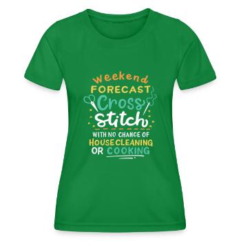 Prévisions du week-end Point de croix - T-shirt sport Femme - vert - Devant - AI Model Female 172 dark (172cm)
