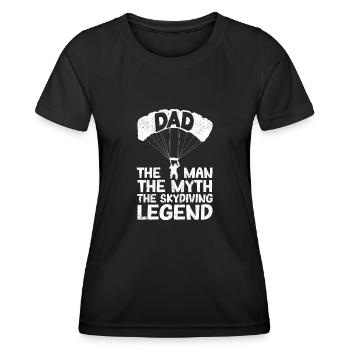 Skydiver Base Jump Papa L’homme Le mythe Le - T-shirt sport Femme - noir - Devant - AI Model Female 172 light (172cm)