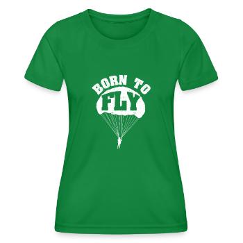 Lustig Fallschirmspringen Fallschirm Flugzeug Fall - Frauen Funktions-T-Shirt - Kelly Green - Vorne - AI Model Female 172 dark (172cm)