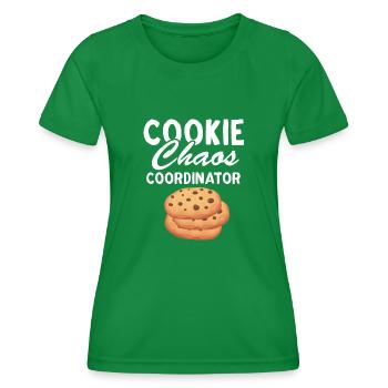 Funny Quote Cookie Chaos Coordinator - Cookie - Women's Functional T-Shirt - kelly green - Front - AI Model Female 172 dark (172cm)