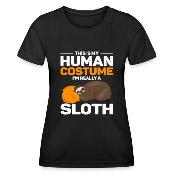 C’est mon costume humain, je suis vraiment un paresseux - T-shirt sport Femme - noir - Devant - AI Model Female 172 light (172cm)