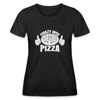 Pizza Baker Crazy into Pizza Pizzaria - Women's Functional T-Shirt - black - Front - AI Model Female 172 light (172cm)