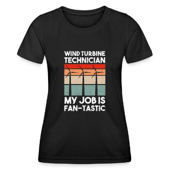 Technicien d’éolienne énergie éolienne de parc éolien - T-shirt sport Femme - noir - Devant - AI Model Female 172 light (172cm)