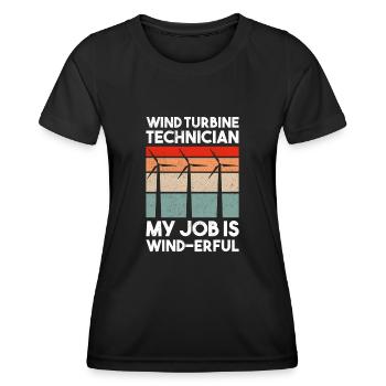 Technicien d’éolienne énergie éolienne de parc éolien - T-shirt sport Femme - noir - Devant - AI Model Female 172 light (172cm)