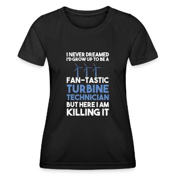 Technicien d’éolienne énergie éolienne de parc éolien - T-shirt sport Femme - noir - Devant - AI Model Female 172 light (172cm)