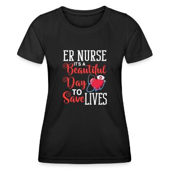 Infirmière d’urgence Premiers soins - T-shirt sport Femme - noir - Devant - AI Model Female 172 light (172cm)