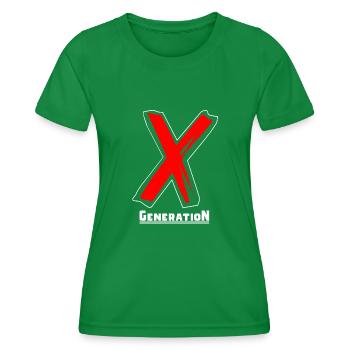 Generation X Buchstaben / X-Symbol Text Geschenk - Frauen Funktions-T-Shirt - Kelly Green - Vorne - AI Model Female 172 dark (172cm)