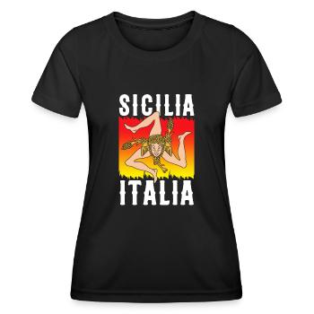 Sizilien flagge Sizilien Palermo Italien - Frauen Funktions-T-Shirt - Schwarz - Vorne - AI Model Female 172 light (172cm)